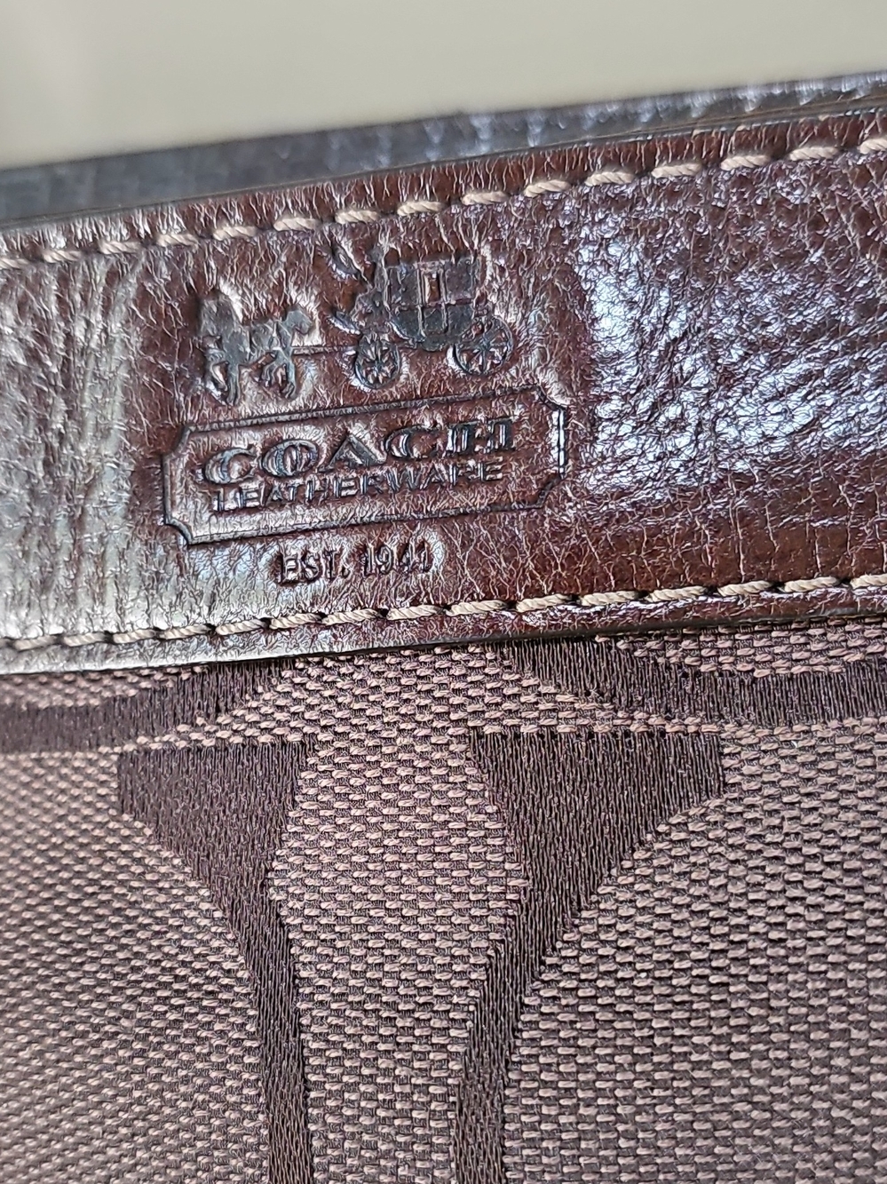 Coach 41856 Y2k Brown Monogram Mini Shoulder Bag with Leather Trim - Picture 2 of 7